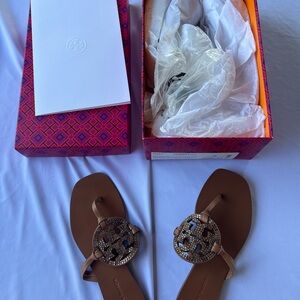 Tory Burch Brown Leather Sandals